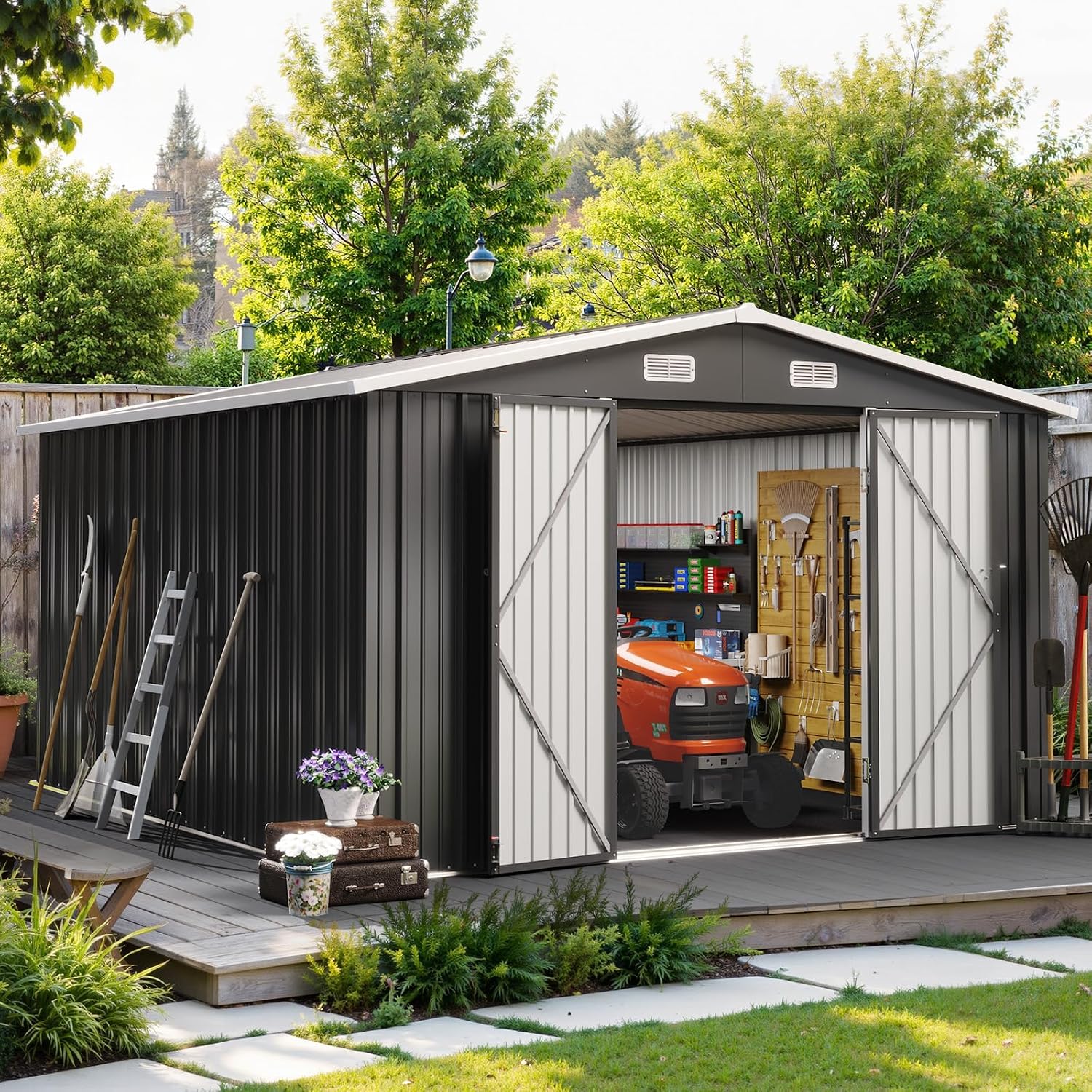 10x12FT Outdoor Storage Shed W - Garden Tools ulasan dan harga