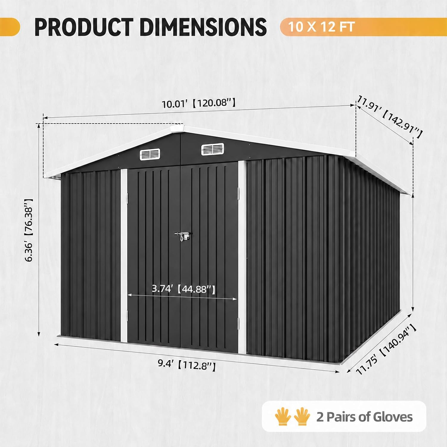 10x12FT Metal Outdoor Storage  - Garden Tools ulasan dan harga