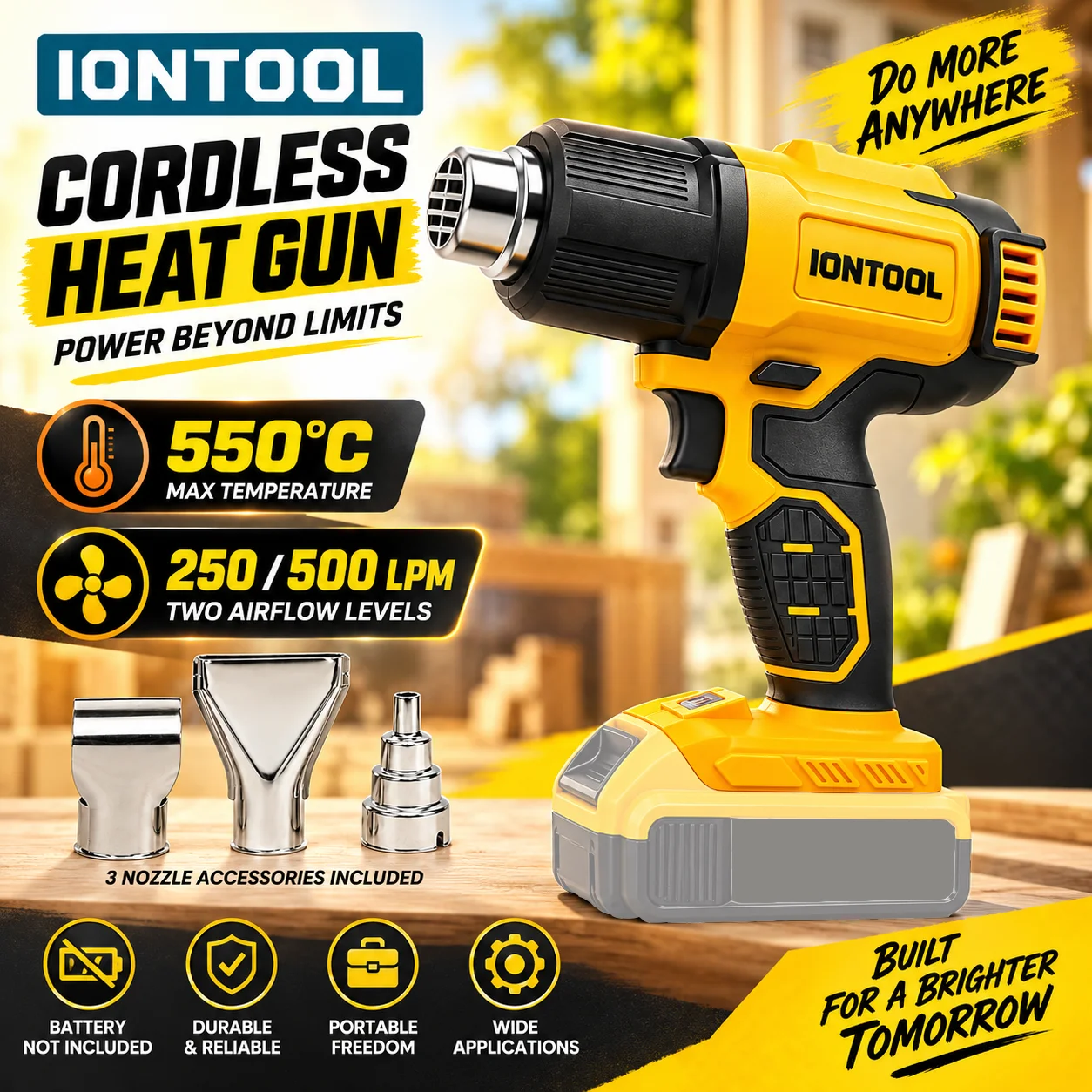 IONTOOL Yellow 550℃ Fast Heati - Cordless Heat Gun For Shrink Tubing ulasan dan harga