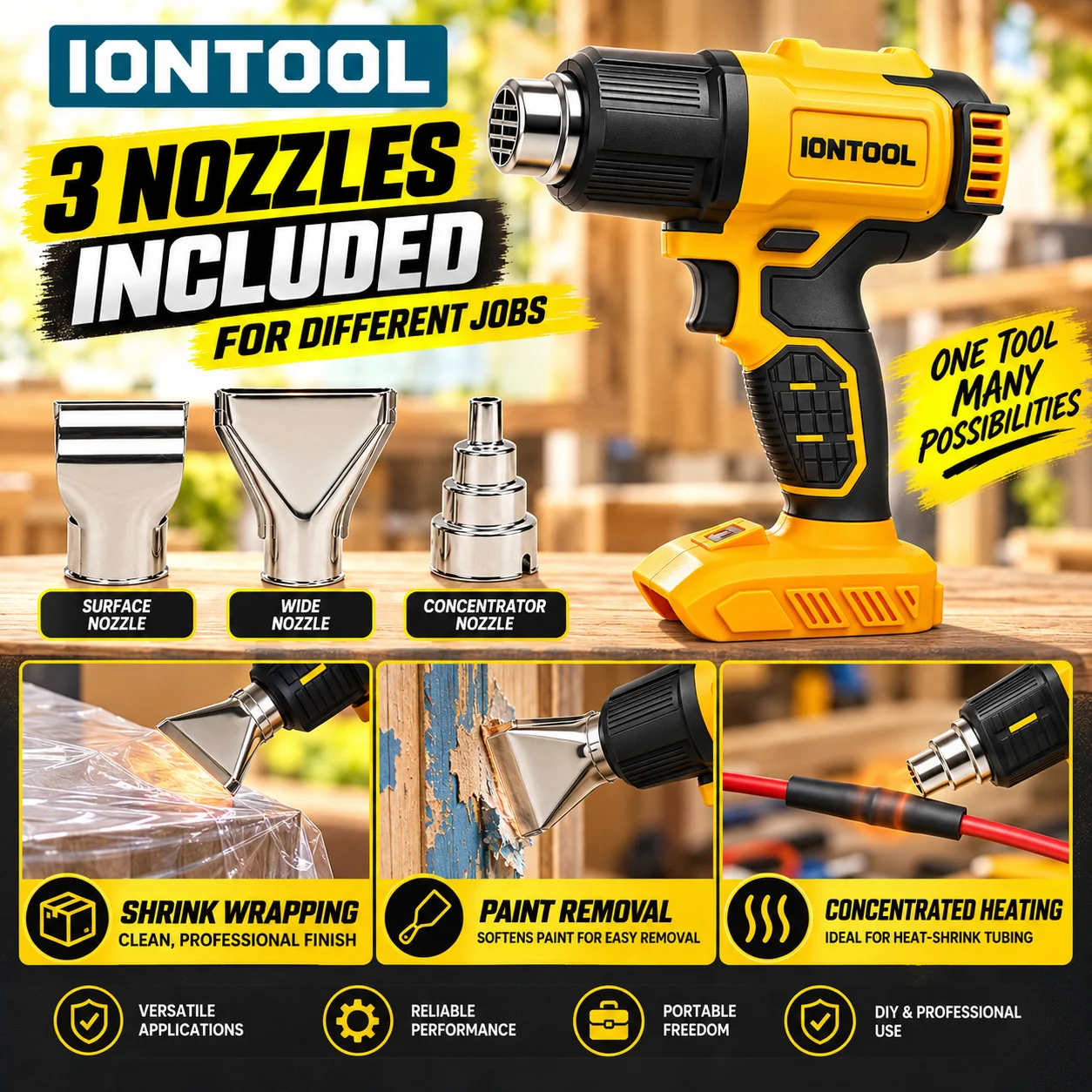 IONTOOL Yellow 550℃ Fast Heati - Cordless Heat Gun For Shrink Tubing ulasan dan harga